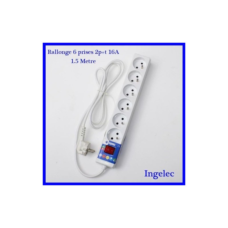 Rallonge ingelec avec interrupteur 6P-3m